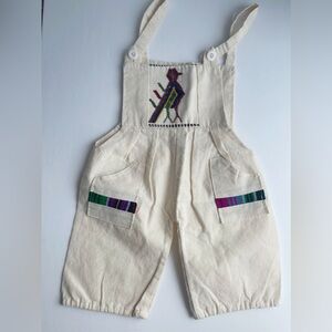 Vintage handmade Children Infant cotton embroidered overalls